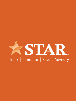 STAR Financial Bank logo on an orange background